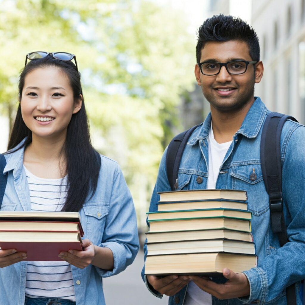 International student exploring a university campus